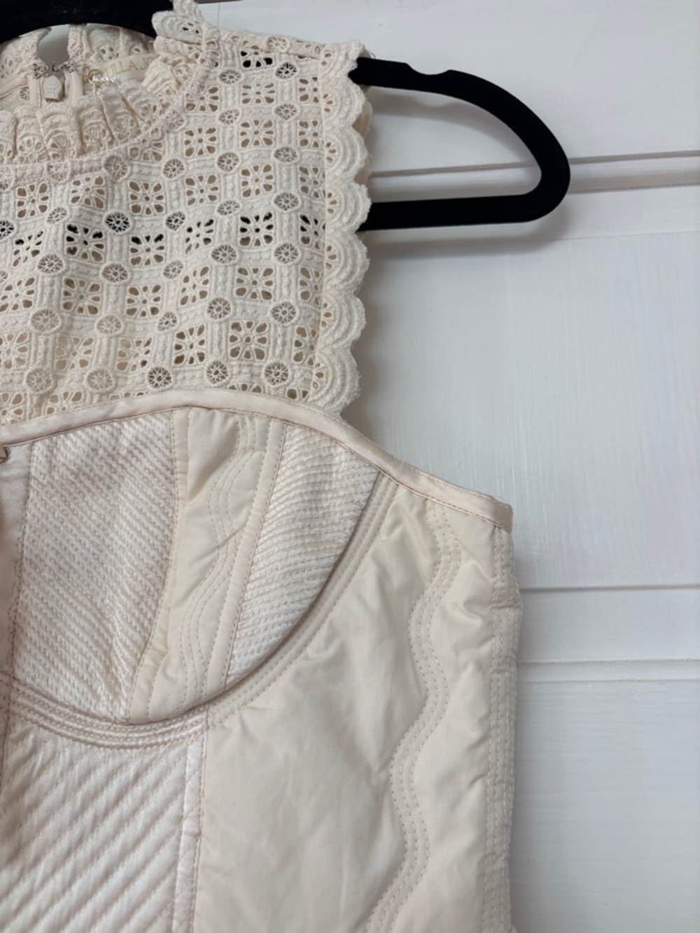 Ulla Johnson Sabrina Dress Crochet Silk Mini Dress Size 6 Medium‎ Lace Up Adjust - Picture 8 of 16